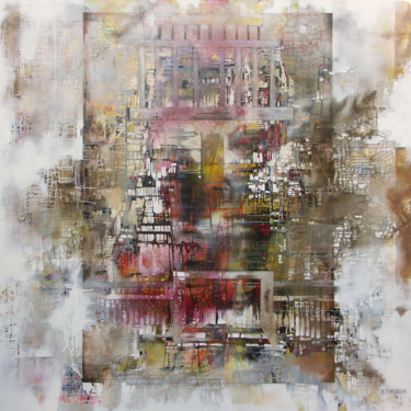 Painting titled "PORTE PAIX CELESTE I" by Jovhanna Rutvanowska, Original Artwork, Oil Mounted on Wood Stretcher frame