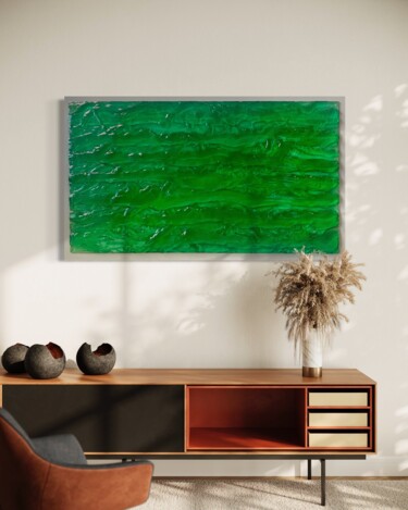 Sculpture titled "Epoxy Waterart nr.5" by Ruud Wustefeld, Original Artwork, Casting Mounted on Wood Panel