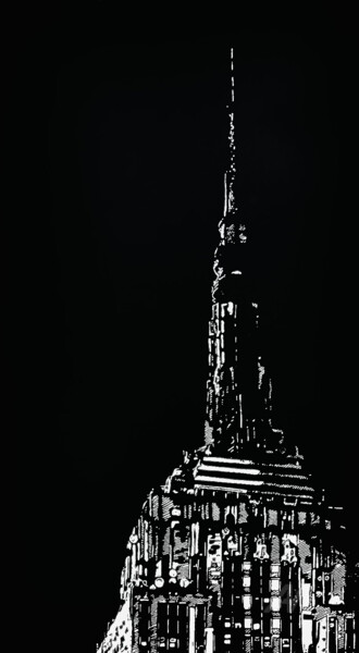 Original Druck Empire State Building New York black on white Printmaking titled "Original Druck Empi…" by Ruuton, Original Artwork, Linocuts