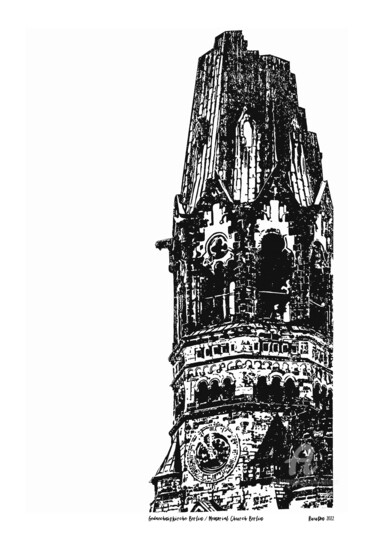 Digitale Kunst mit dem Titel "Gedächtniskirche Be…" von Ruuton, Original-Kunstwerk, Digitaldruck