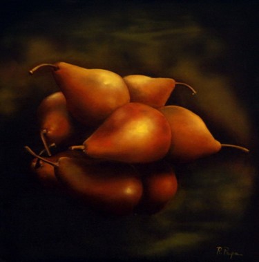 Schilderij getiteld "Circle of pears" door Ruxandra Papa, Origineel Kunstwerk, Olie