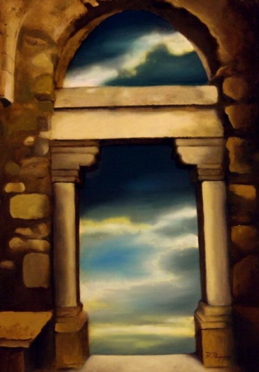 Painting titled "Ancient gate" by Ruxandra Papa, Original Artwork, Oil