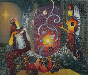Pittura intitolato "Armenian coloring (…" da Ruzanna Melqumyan, Opera d'arte originale, Olio Montato su Telaio per barella i…