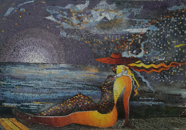 绘画 标题为“In the beach (70x50…” 由Ruzanna Melqumyan, 原创艺术品, 油 安装在木质担架架上