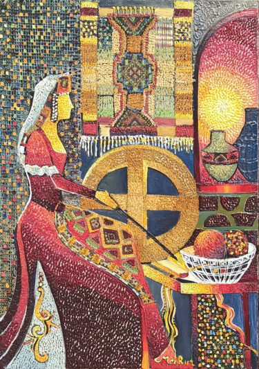Malerei mit dem Titel "Armenian girl (70x5…" von Ruzanna Melqumyan, Original-Kunstwerk, Öl Auf Keilrahmen aus Holz montiert