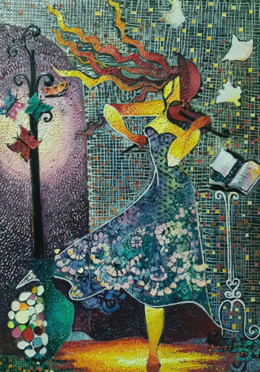 Peinture intitulée "Evening music (50x7…" par Ruzanna Melqumyan, Œuvre d'art originale, Huile Monté sur Châssis en bois