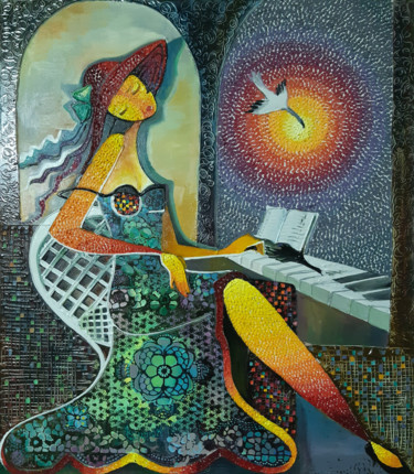 Schilderij getiteld "Elegy (60x70cm, oil…" door Ruzanna Melqumyan, Origineel Kunstwerk, Olie Gemonteerd op Frame voor houten…