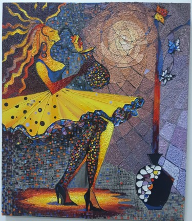 Картина под названием "Saxophonist (70x60c…" - Ruzanna Melqumyan, Подлинное произведение искусства, Масло Установлен на Дере…