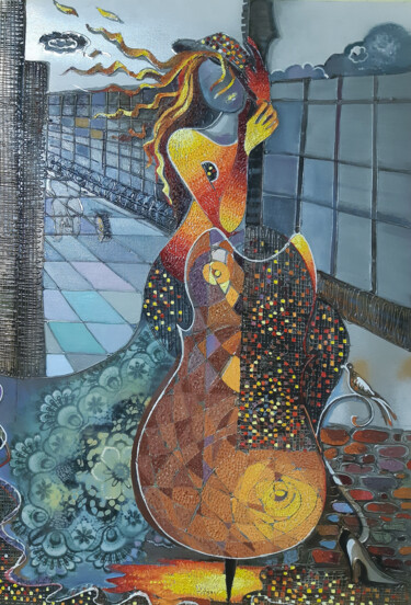 Картина под названием "Departing trains (6…" - Ruzanna Melqumyan, Подлинное произведение искусства, Масло Установлен на Дере…