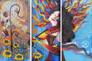 Картина под названием "Passion music (90x6…" - Ruzanna Melqumyan, Подлинное произведение искусства, Масло Установлен на Дере…