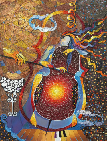 Peinture intitulée "Celestial pendulum" par Ruzanna Melqumyan, Œuvre d'art originale, Huile Monté sur Châssis en bois