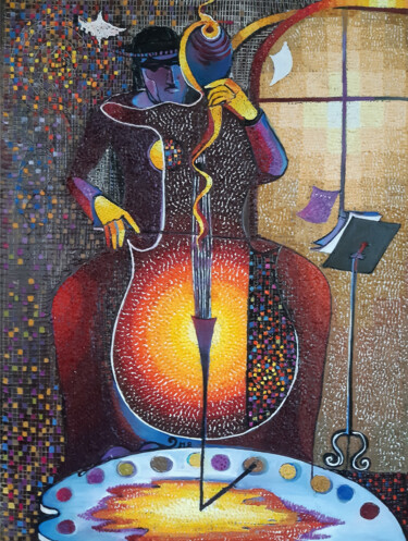 Картина под названием "THE MYSTERIOUS" - Ruzanna Melqumyan, Подлинное произведение искусства, Масло Установлен на Деревянная…