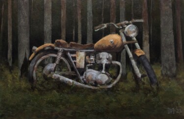 Malerei mit dem Titel "Moto abandonnée" von Ruzel Mura, Original-Kunstwerk, Öl