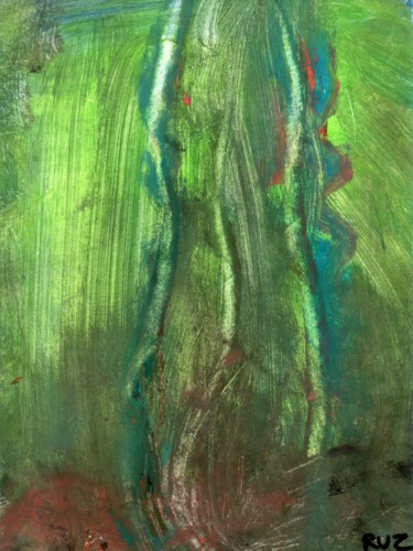Peinture intitulée "abstract 3 green, o…" par Ruz Forest, Œuvre d'art originale, Autre