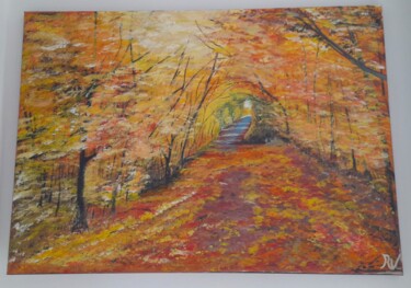 Pintura titulada "Forêt d'automne" por Rv...Art, Obra de arte original, Acrílico