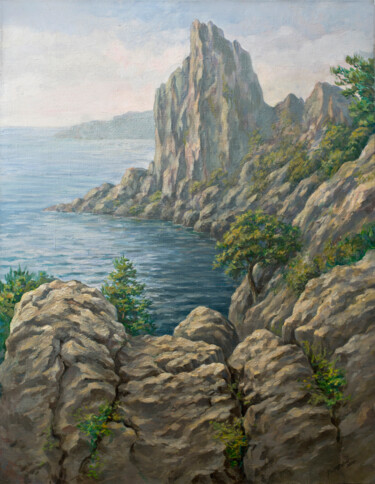 Painting titled "View of the rock." by Ruslan Vigovsky, Original Artwork, Oil