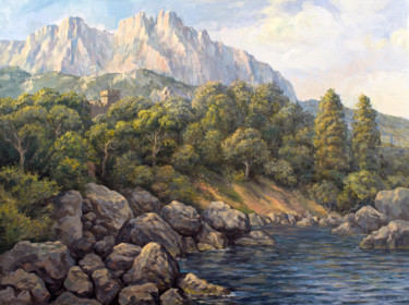 Painting titled "View of the rock" by Ruslan Vigovsky, Original Artwork, Oil