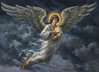 Schilderij getiteld "Angel." door Ruslan Vigovsky, Origineel Kunstwerk, Olie