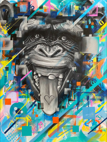 Schilderij getiteld "Il est temps" door Roko, Origineel Kunstwerk, Graffiti