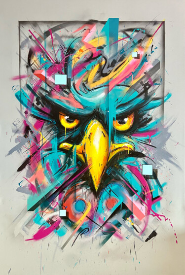 Painting titled "Explosive aigle" by Roko, Original Artwork, Spray paint