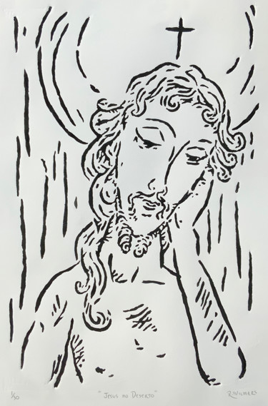 Jesus no deserto Printmaking titled "Jesus no deserto" by Renato Wilmers, Original Art, Linocuts