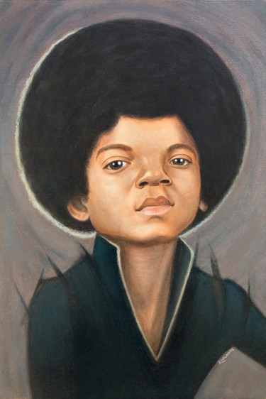 Painting titled "Michael" by Renato Wilmers, Original Artwork, Oil Mounted on Wood Stretcher frame