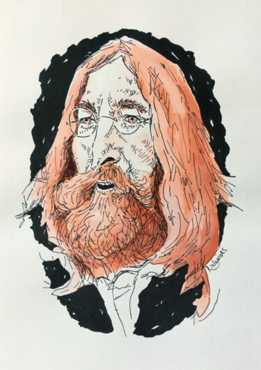 Zeichnungen mit dem Titel "Lennon" von Renato Wilmers, Original-Kunstwerk, Marker