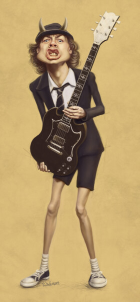 Digital Arts titled "Angus Young" by Renato Wilmers, Original Artwork, Digital Painting