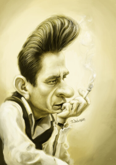 Arte digital titulada "Johnny Cash I" por Renato Wilmers, Obra de arte original, Pintura Digital