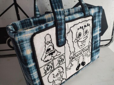 Sztuka tkaniny zatytułowany „Laptop bag "Mom I'm…” autorstwa Ryaba, Oryginalna praca, Niejednolita całość