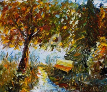 Malerei mit dem Titel "городской пейзаж Ос…" von Rybakow Fine Art, Original-Kunstwerk, Öl