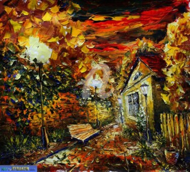 Painting titled "painting Evening 18…" by Rybakow Fine Art, Original Artwork, Oil