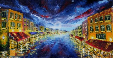 Peinture intitulée "Night oil painting:…" par Rybakow Fine Art, Œuvre d'art originale, Huile