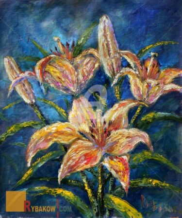 Картина под названием "Flower Oil Knife pa…" - Rybakow Fine Art, Подлинное произведение искусства, Масло
