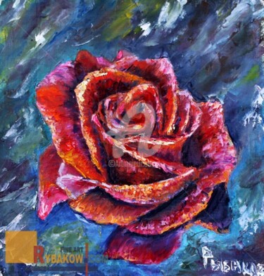 Painting titled "Flower Oil Knife pa…" by Rybakow Fine Art, Original Artwork, Oil