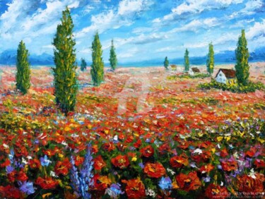 Schilderij getiteld "Flowers oil paintin…" door Rybakow Fine Art, Origineel Kunstwerk, Olie