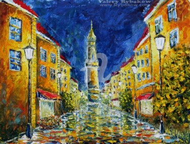 Painting titled "Night Oil painting:…" by Rybakow Fine Art, Original Artwork, Oil