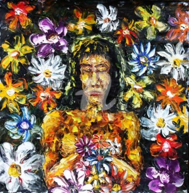 Pittura intitolato "Abstract-floral pai…" da Rybakow Fine Art, Opera d'arte originale, Olio