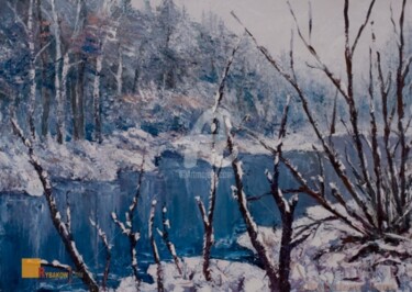 Painting titled "Winter landscape -…" by Rybakow Fine Art, Original Artwork, Oil