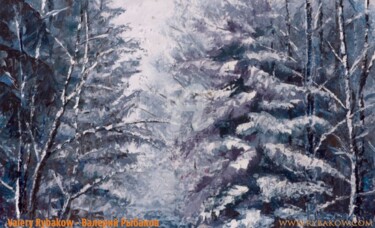 Schilderij getiteld "Winter Landscape  P…" door Rybakow Fine Art, Origineel Kunstwerk, Olie