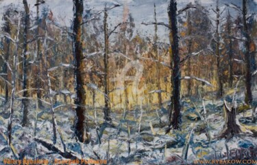 Schilderij getiteld "Winter landscape ca…" door Rybakow Fine Art, Origineel Kunstwerk, Olie