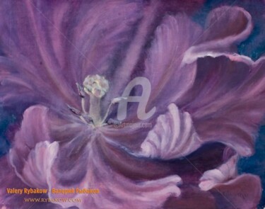 Painting titled "Flower painting Ten…" by Rybakow Fine Art, Original Artwork, Oil