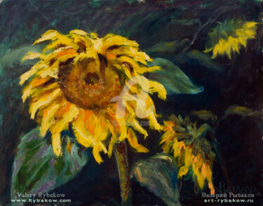 Painting titled "Oil Painting Sunflo…" by Rybakow Fine Art, Original Artwork, Oil