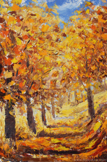 Malarstwo zatytułowany „Autumn palette knif…” autorstwa Rybakow Fine Art, Oryginalna praca, Olej