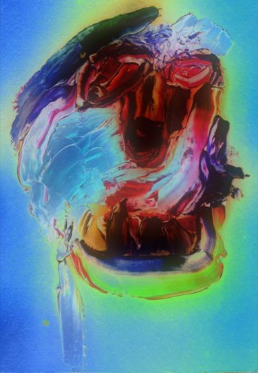Картина под названием "Elderly clown" - Rybalko, Подлинное произведение искусства, Масло