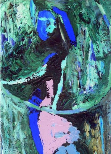 Картина под названием "Девушка с обручем" - Rybalko, Подлинное произведение искусства, Масло