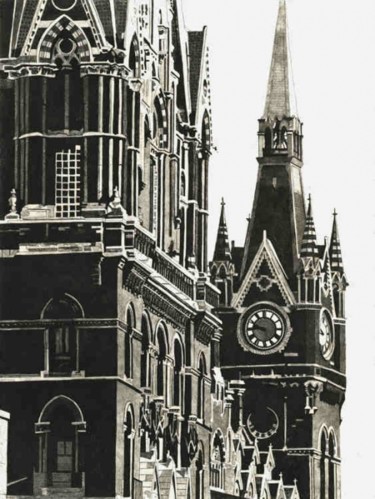 Printmaking titled "ST PANCRAS CLOCKTOW…" by Ryepress - Colin Bailey, Original Artwork, Engraving