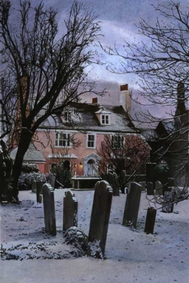 Painting titled "Snow, The Old Vicar…" by Ryepress - Colin Bailey, Original Artwork, Oil