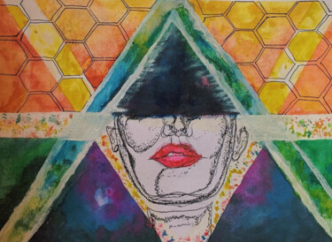 Peinture intitulée "Queen bee" par Rym Murtada, Œuvre d'art originale, Aquarelle