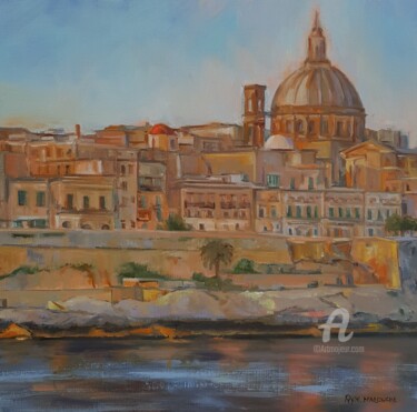 Painting titled "Valetta" by Rym, Original Artwork, Oil Mounted on Wood Stretcher frame
